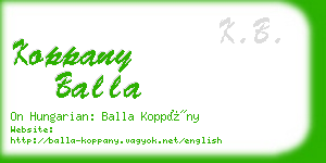 koppany balla business card